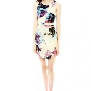 Charlie Jade yellow floral silk sleeveless dress Small